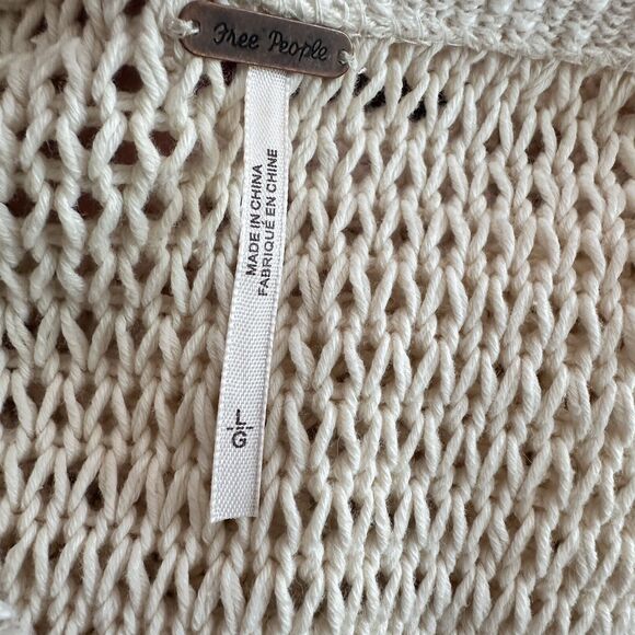 Free People L Wouldn't Knit Be Nice LongLine Ivory open front Cardigan - Picture 4 of 11